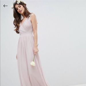 TFNC Wrap Front Maxi Bridesmaids Dress with Embellishment! Pink/Mink, Size 4
